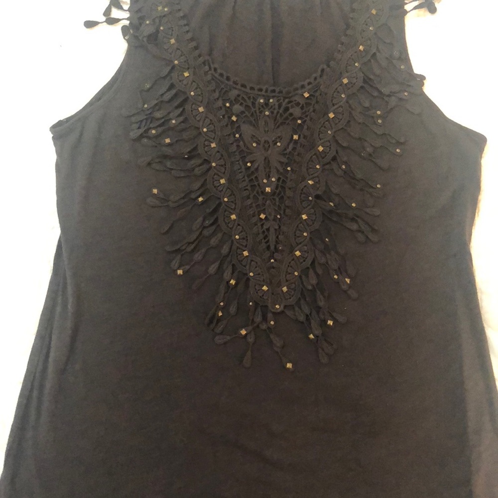 DELETTA brown ruffle top Medium M anthropologie